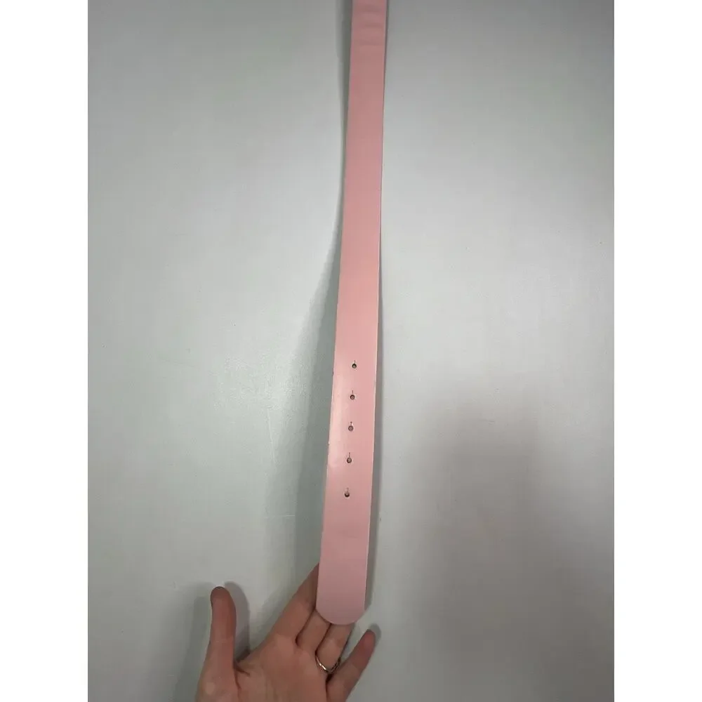 Baby Girl Logo Metal Belt Buckle Light Pink Leather Belt New Vintage Sz XL Y2K